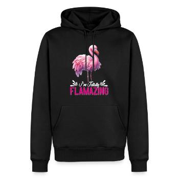 Flamant rose Femmes Je suis totalement Flamazing Flamants roses - Sweat à capuche Premium bio Homme - noir - Devant - Nico (187cm)