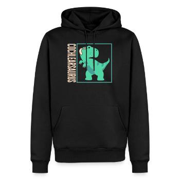 Chemise de sensibilisation à la perte auditive, Cochlearsaurus - Sweat à capuche Premium bio Homme - noir - Devant - Nico (187cm)