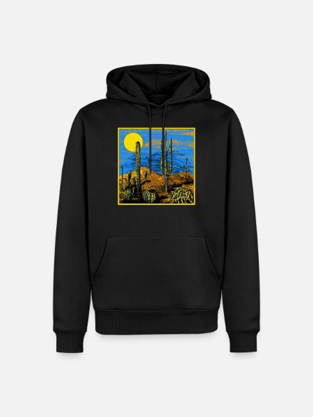 Camping Shirt, Desert Life Cactus Western Tee, - Mannen Premium Bio hoodie - zwart