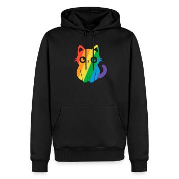 Pride Cat Gay Kawaii Anime LGBT Regenbogen Flagge - Männer Premium Bio Hoodie - Schwarz - Vorne - Nico (187cm)