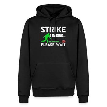 Strike Loading... Please Wait Bowlingspier - Männer Premium Bio Hoodie - Schwarz - Vorne - Nico (187cm)