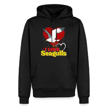 Mouettes J’adore Mouettes Mouettes Amateurs d’oiseaux - Sweat à capuche Premium bio Homme - noir - Devant - Nico (187cm)