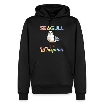 Mouettes, Chuchoteurs d’oiseaux, Amateurs d’oiseaux, Oiseaux marins, Mouettes - Sweat à capuche Premium bio Homme - noir - Devant - Nico (187cm)