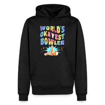 World´s Okayest Bowler Bowling Shirt - Männer Premium Bio Hoodie - Schwarz - Vorne - Nico (187cm)