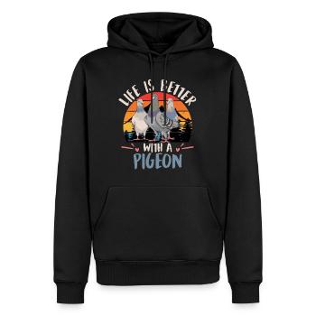 Pigeons La vie est meilleure avec un pigeon amis pigeons - Sweat à capuche Premium bio Homme - noir - Devant - Nico (187cm)