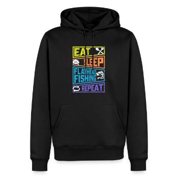 Food Sleep Flathead Fishing Repeat Fishing - Men’s Premium Organic Hoodie - black - Front - Nico (187cm)