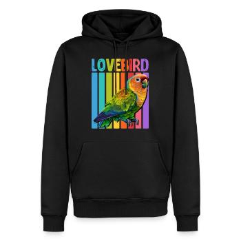 Inséparables Perroquets Amis Oiseaux Amis Oiseaux - Sweat à capuche Premium bio Homme - noir - Devant - Nico (187cm)