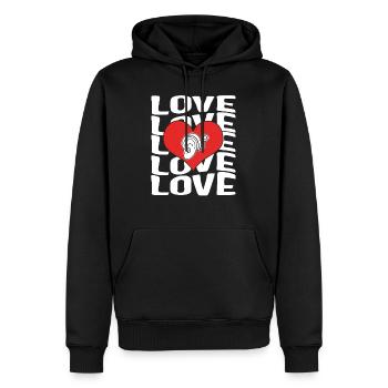 Chemise de sensibilisation à la perte auditive, Love Cochlear - Sweat à capuche Premium bio Homme - noir - Devant - Nico (187cm)