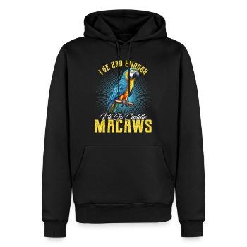 Ara Vogel I´ve had enough I´ll go Cuddle Macaws - Männer Premium Bio Hoodie - Schwarz - Vorne - Nico (187cm)