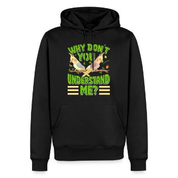 Propriété d’oiseaux Pourquoi ne me comprenez-vous pas? Perruches - Sweat à capuche Premium bio Homme - noir - Devant - Nico (187cm)