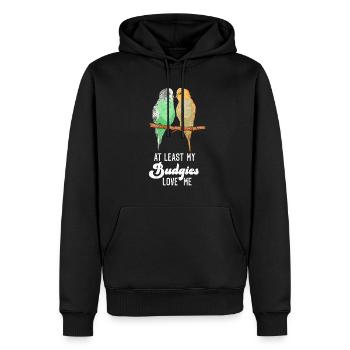 Perruche Au moins mes oiseaux perruches - Sweat à capuche Premium bio Homme - noir - Devant - Nico (187cm)