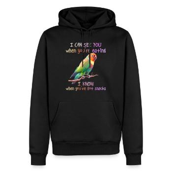 Liebesvögel I can see you when you´re Eating - Männer Premium Bio Hoodie - Schwarz - Vorne - Nico (187cm)
