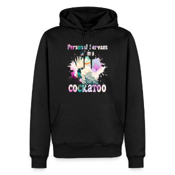 Kakaduu Serviteur personnel de mon cacatoès - Sweat à capuche Premium bio Homme - noir - Devant - Nico (187cm)