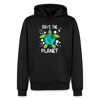 Rette den Planeten - Umweltschutz Erde - Männer Premium Bio Hoodie - Schwarz - Vorne - Nico (187cm)