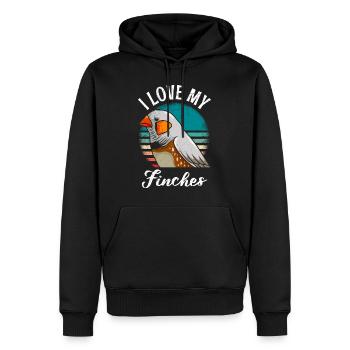 J’aime mes pinsons, les amoureux des oiseaux, la propriété d’oiseaux - Sweat à capuche Premium bio Homme - noir - Devant - Nico (187cm)