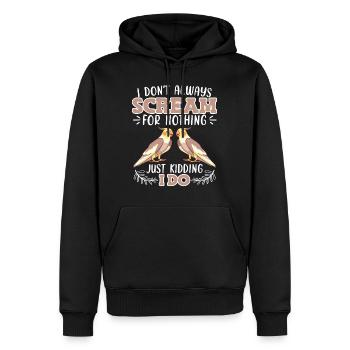 Je ne crie pas pour rien Perruches - Sweat à capuche Premium bio Homme - noir - Devant - Nico (187cm)