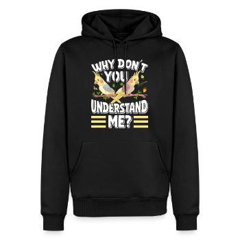 Propriété d’oiseaux Pourquoi ne me comprenez-vous pas? Perruches - Sweat à capuche Premium bio Homme - noir - Devant - Nico (187cm)