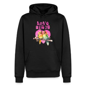 Lovebirds LOVE Bird Liebesvögel Lovebird - Männer Premium Bio Hoodie - Schwarz - Vorne - Nico (187cm)