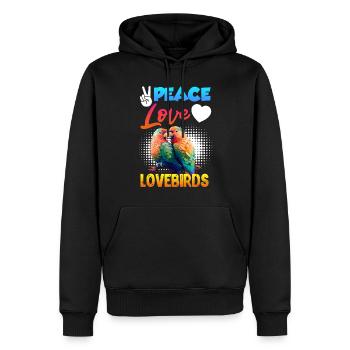 Frieden Liebe Liebesvögel Lovebird Papageien - Männer Premium Bio Hoodie - Schwarz - Vorne - Nico (187cm)