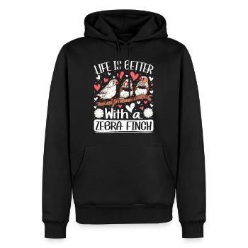 Life is better with a Zebra Finch Vogelfreund - Männer Premium Bio Hoodie - Schwarz - Vorne - Nico (187cm)