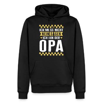 Großvater T-Shirt, ich muss nicht nein sagen, ich - Men’s Premium Organic Hoodie - black - Front - Nico (187cm)