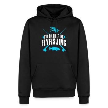 Fliegenfischer I´d rather be Flyfishing Fischjagd - Männer Premium Bio Hoodie - Schwarz - Vorne - Nico (187cm)