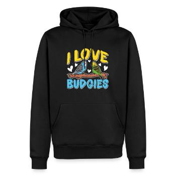 Budgie Fan J’adore les perruches de Budgies - Sweat à capuche Premium bio Homme - noir - Devant - Nico (187cm)