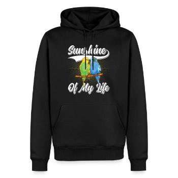 Le soleil de ma vie Les amoureux des oiseaux perruches - Sweat à capuche Premium bio Homme - noir - Devant - Nico (187cm)
