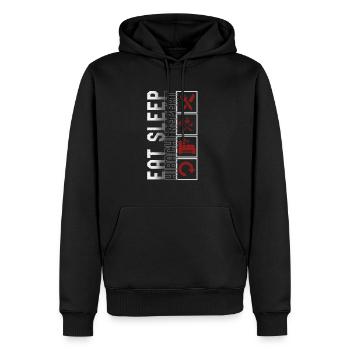 Hibachi Shirt, Eat Sleep Hibachi Repeat Grill Tee - Men’s Premium Organic Hoodie - black - Front - Nico (187cm)