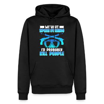 Pêche sous-marine Sans chasse sous-marine, je tuerais des gens - Sweat à capuche Premium bio Homme - noir - Devant - Nico (187cm)