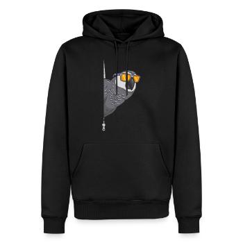 Perroquet gris frais avec lunettes de soleil Gris africain - Sweat à capuche Premium bio Homme - noir - Devant - Nico (187cm)