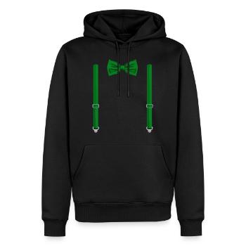 Drôle de nœud papillon vert avec bretelles parfait - Sweat à capuche Premium bio Homme - noir - Devant - Nico (187cm)