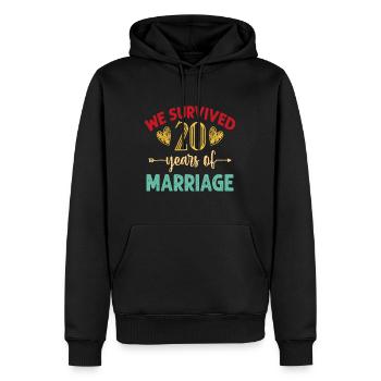Nous avons survécu à 20 ans de couple de mariage 20ème - Sweat à capuche Premium bio Homme - noir - Devant - Nico (187cm)