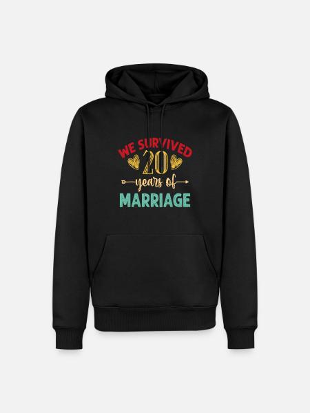 Selvisimme 20 vuotta avioparista 20. - Premium luomulaatuinen miesten huppari - musta