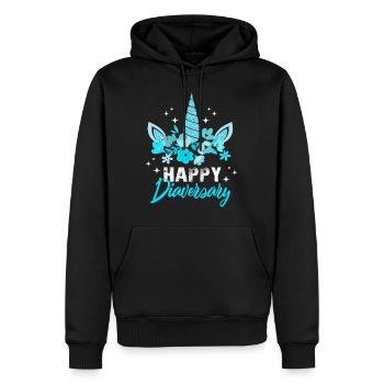 Diabetes-Bewusstseins-Shirt, Happy Diaversary - Männer Premium Bio Hoodie - Schwarz - Vorne - Nico (187cm)