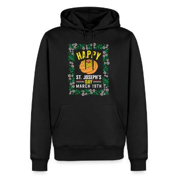 Saint Joseph's Day Shirt, Happy St Joseph's Day - Men’s Premium Organic Hoodie - black - Front - Nico (187cm)