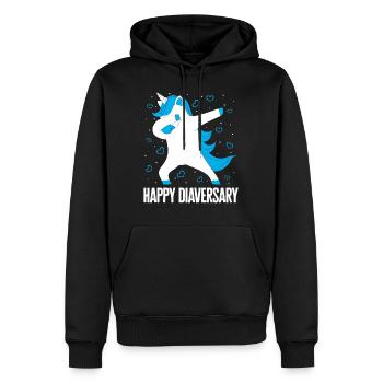 Diabetes-Bewusstseins-Shirt, Happy Diaversary - Männer Premium Bio Hoodie - Schwarz - Vorne - Nico (187cm)