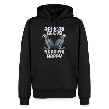 Les gris africains font de moi un fan heureux de perroquets - Sweat à capuche Premium bio Homme - noir - Devant - Nico (187cm)