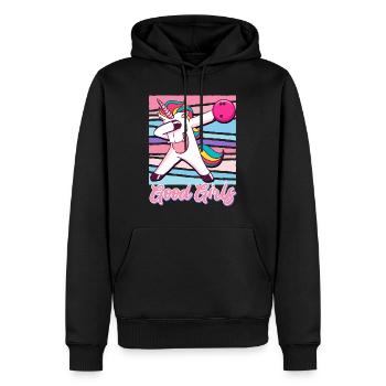 Bowlingspieler Good Girls Bowling Damen - Männer Premium Bio Hoodie - Schwarz - Vorne - Nico (187cm)