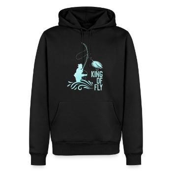 Fliegenangler King of Fly fishing Fliegenfischen - Männer Premium Bio Hoodie - Schwarz - Vorne - Nico (187cm)