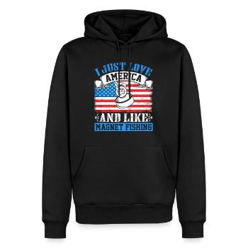 I love America and like Magnet Fishing - Männer Premium Bio Hoodie - Schwarz - Vorne - Nico (187cm)