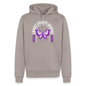 Sjögren-Syndrom-Bewusstseins-Shirt, Schmetterling - Männer Premium Bio Hoodie - Taupe - Vorne - Nico (187cm)