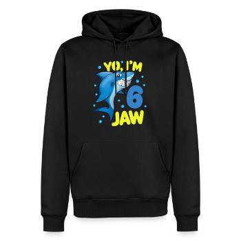 6. Geburtstag Hai Lustiger Haifisch Kinder - Männer Premium Bio Hoodie - Schwarz - Vorne - Nico (187cm)