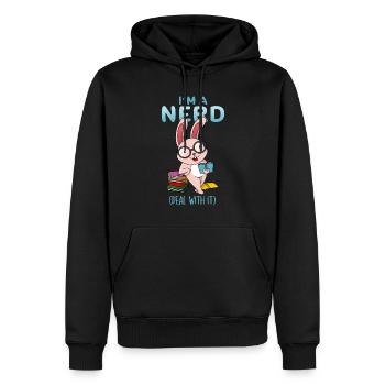 Lustiger Nerd Hase Bücherwurm Buchliebhaber Leser - Männer Premium Bio Hoodie - Schwarz - Vorne - Nico (187cm)