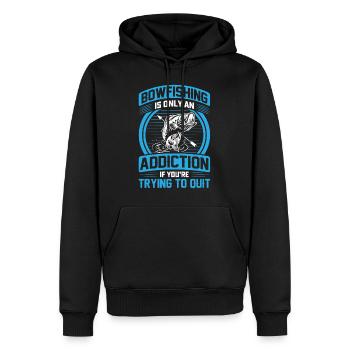 Bowfishing is only an Addiction Bogenfischen - Männer Premium Bio Hoodie - Schwarz - Vorne - Nico (187cm)