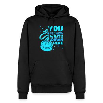 Magnetangler You never know what´s down here - Männer Premium Bio Hoodie - Schwarz - Vorne - Nico (187cm)