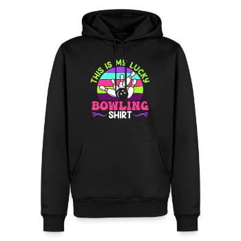 Joueur de bowling Ceci est ma chemise de bowling chanceux - Sweat à capuche Premium bio Homme - noir - Devant - Nico (187cm)