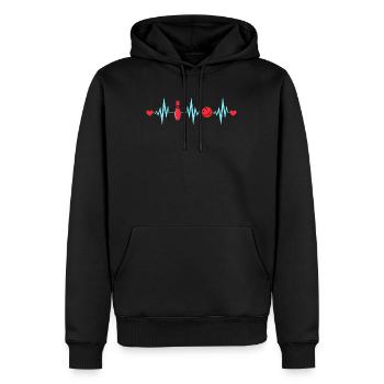 Bowling Coeur Palpitations Chemise melon Boule de bowling - Sweat à capuche Premium bio Homme - noir - Devant - Nico (187cm)