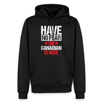 Fête du Canada N’ayez pas peur Le Canadien est ici - Sweat à capuche Premium bio Homme - noir - Devant - Nico (187cm)