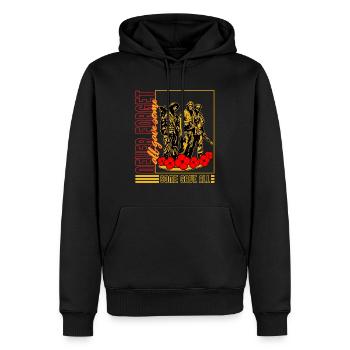 Memorial Day Shirt, Never Forget Poppy Flower Tee - Men’s Premium Organic Hoodie - black - Front - Nico (187cm)